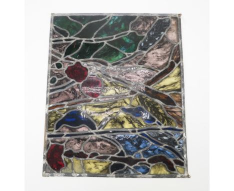 PHILLIDA BALL - A STAINED GLASS PANEL  depicting poppies and ears of wheat,  60cm x 50cm  The artist studied at Camberwell Sc