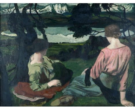 ARCHIBALD A MCGLASHAN RSA (SCOTTISH 1888-1980) LANDSCAPE AND FIGURES Oil on panel, signed lower left, 52 x 67.5cm (20.5 x 26.