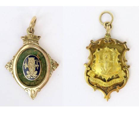 JAMES H. McMINN OF (GREENOCK) MORTON F.C. - TWO 9ct GOLD JUNIOR FOOTBALL ASSOCIATION MEDALS One by Nathan Brothers, Birmingha