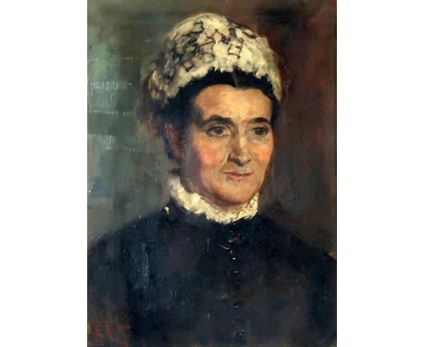 JAMES ELDER CHRISTIE (SCOTTISH 1947-1914) PORTRAIT OF A WOMAN, IN THE 'GLASGOW BOYS' STYLE Oil on canvas, signed with initial