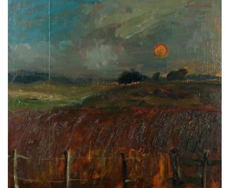 GEOFFREY SQUIRE ARSA RSW RGI (1923-2012) EARLY MORNING SUN, FIFE Oil on panel, signed upper right, 32.5 x 36.5cm (12.75 x 14.
