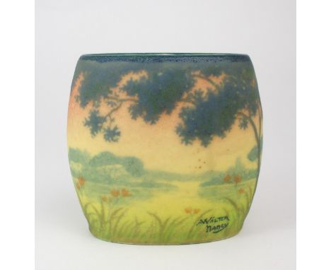 ALMERIC WALTER (1870-1959)&nbsp; a ceramic vase, painted with a lake scene, signed A. Walter, Nancy to side and with AW monog