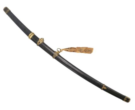 A WW2 JAPANESE NAVAL OFFICER'S KAI GUNTO SWORD The tang stamped "20", with anchor device closer to habaki, the grip wrapped i