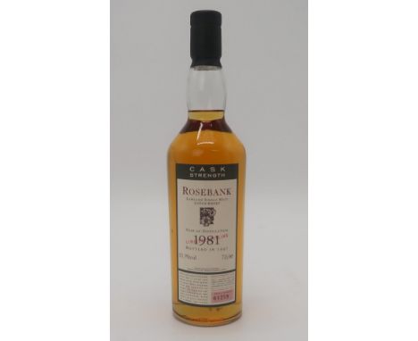 ROSEBANK 1981 SINGLE MALT LOWLAND SCOTCH WHISKY This limited bottling number 01258&nbsp;natural cask strength Flora And Fauna