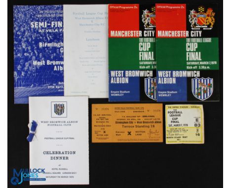 1970 Football League Cup Final West Bromwich Albion v Manchester City match programme x 2, WBA Centenary Dinner at the Hotel 