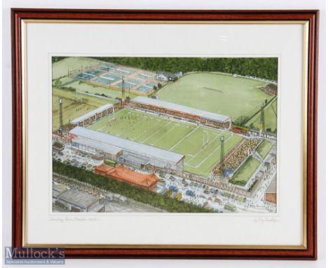 2008 Framed Rugby Painting, Stradey Park Llanelli: 22" x 17" overall, mounted framed and glazed, Tony Paultyn watercolour of 