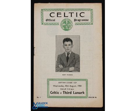 1950/51 Celtic v Third Lanark Scottish League Cup programme 30 August 1950; fair/good. (1)