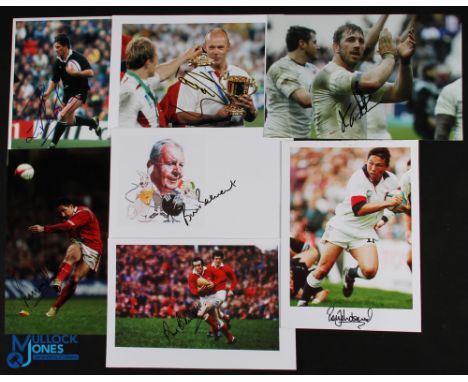 Rugby Player Signed Photographs (7): Features C Woodward, G Henson, B Beaumont, P Bennett, C Robshaw, R Underwood and Z Brook