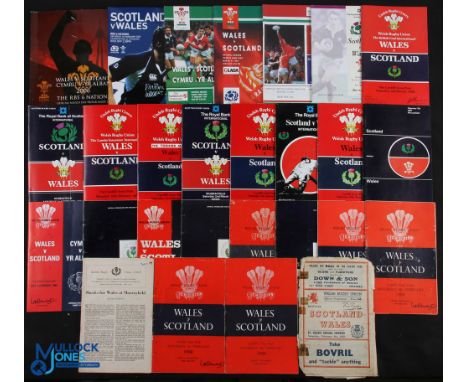 1950-2007 Wales &amp; Scotland Rugby Programmes (27): At Cardiff 1950 (v poor), 56, 58-64 inc., 68, 80-88 inc., 90-96 inc. &a