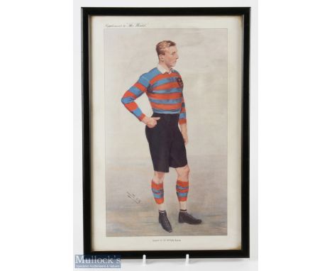 1910 Spy's Lieut D'Oyly Lyon Coloured Rugby Print: From a supplement in 'The World', fine coloured full length framed portrai