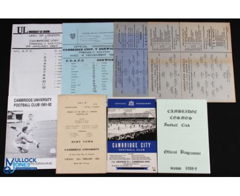 Selection of Cambridge University home programmes 1954/55 The Army, 1957/58 Royal Navy, FA Amateur XI, 1981/82 Norwich City (