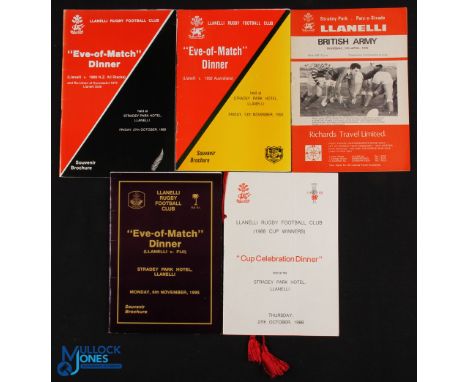 1970s-90s Llanelli Rugby Specials (5): Llanelli v British Army prog 1975; three of the famous 'Eve of Big Match Dinners', NZ 