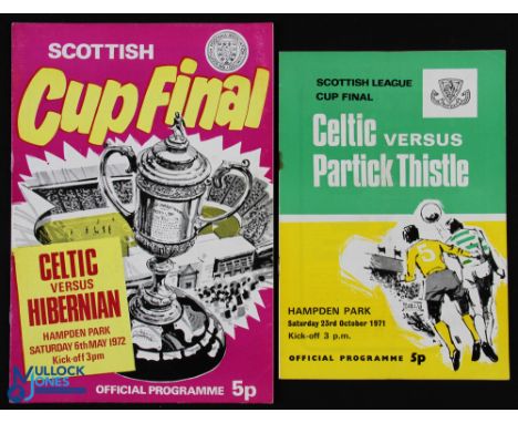 1971/72 Scottish League Cup Final Celtic v Partick Thistle match programme 23 October 1971; Scottish Cup Final Celtic v Hiber