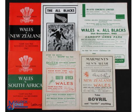 1946-1963 Wales v Tourists Rugby Programmes (4): Wales v the Kiwis (NZ Army XV), 1946; v S Africa 1951 and 1960; and v NZ 196