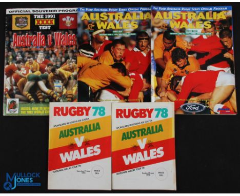 Wales in Australia Rugby Programmes (5): Both tests 1978 inc JPR Flanker and Graham Price, punched; 1991 at Brisbane; &amp; b