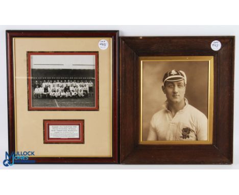 Mid-1920s Framed Vintage Rugby Images (2): Lovely duo: Original hand-finished portrait, 19" x 16.5" overall in glazed frame, 