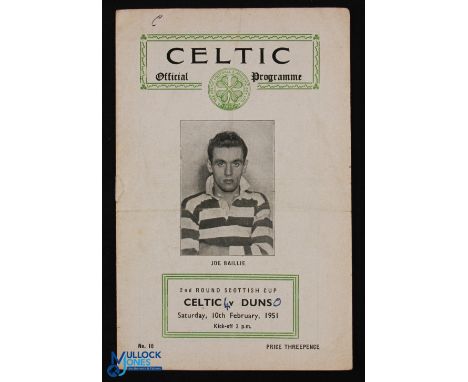 1950/51 Celtic v Duns FC Scottish Cup match programme 10 February 1951; score to cover, o/wise fair/good. (1)