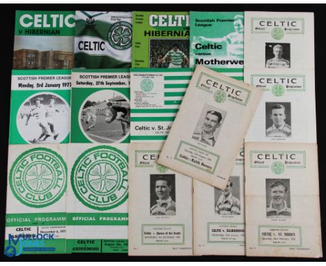 Selection of Celtic home match programmes 1950/51 Raith Rovers (tiny hole to cover, marks), 1954/55 St. Mirren, 1956/57 Kilma