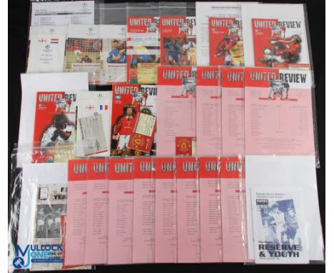 1997/98 Manchester Utd complete home league programmes including tickets for Aston Villa + Wimbledon and Newcastle Utd has a 