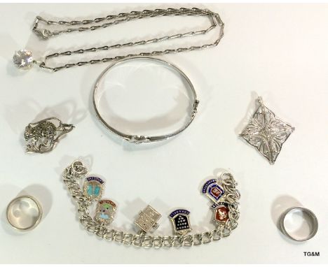 Silver jewellery to include rings bracelets charms bangle etc.