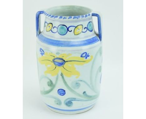 Large hand painted Honiton Pottery vase. 26cm tall