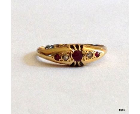 A 9ct gold Ruby and Diamond ring size M