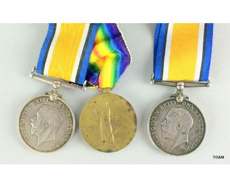 A WW1 medal pair named to 85115 Gunner EH Evans of the Royal Artillery and an associated British War Medal named to M-371351 