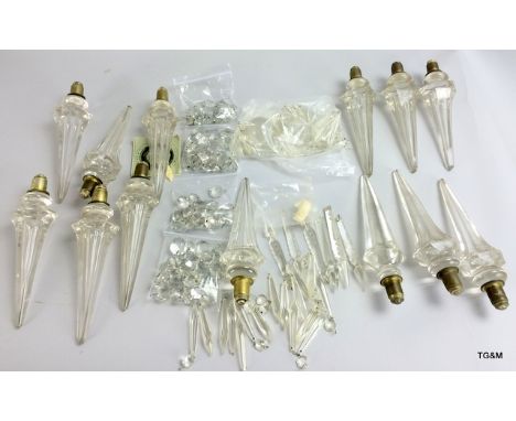 Qty of crystal chandelier light drops various sizes and shapes.