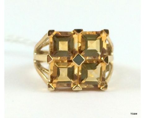 9ct gold ladies square set ring size j 4gm