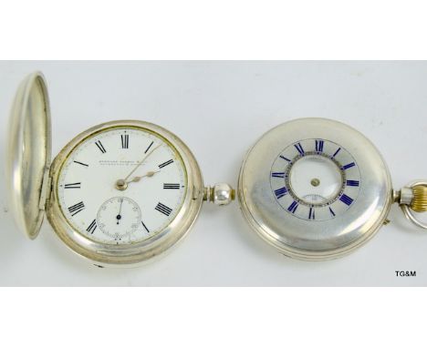 Two silver and enamel half hunter pocket watches, Payne & Co 1884 London and Stewart Dawson & Co 1874 London