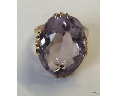 A 9ct gold antique amethyst dress ring size k