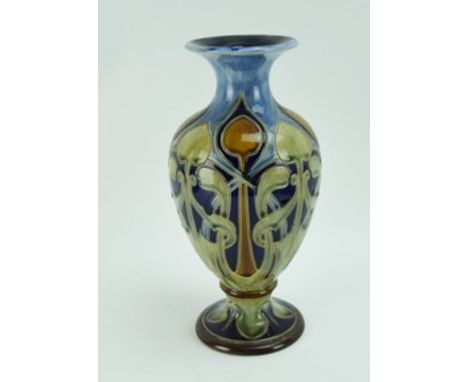 Royal Doulton  C1900 Art Nouveau vase by Frank Butler. 36cm high.