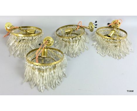 4 crystal chandelier centre light fittings ,3 level of crystals 20cm dia x20cm drop.