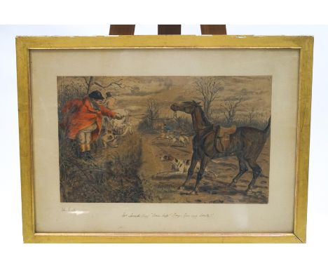 After John Leech, Mr Jorrocks, "Come here I say - you ugly brute!", colour lithograph, 53cm x 74cm 
