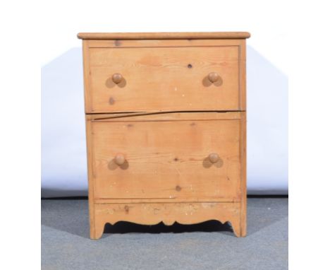 Stripped pine chest commode, with a dummy two drawer fascia, width 59cm.