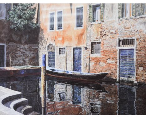 After Michael M Wood, Venetian backwater, signed limited edition colour print, and another (2)