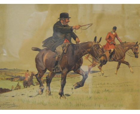 After Lionel Edwards, set of four hunting scenes, 27cm x 70cm; and three other prints, after Lionel Edwards. (7)