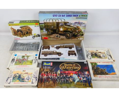 Revell - Dragon - A Call to Arms - MiniArt - A group of plastic soldier figures and a military vehicle plastic model kit, in 