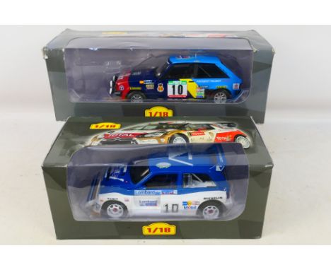 Unbranded - 2 x boxed unbranded Rally cars in 1:18 scale, A Talbot Lotus Sunbeam and an MG Metro 6R4. The cars appear Mint, t