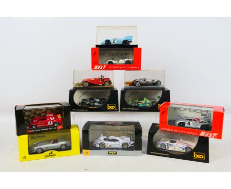 Ixo - Model Best - Brumm - A group of racing cars in 1:43 scale including Bentley EXP Speed 8, Audi R8 Le Mans, Porsche 908/2