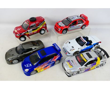 Jada - Solido - Hot Wheels - Funline - 6 x unboxed Japanese cars in 1:18 scale including Mitsubishi Pajero Evo, Nissan 350Z, 