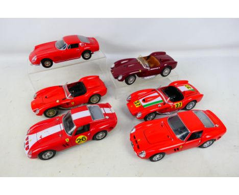 Bburago - Ertl - 6 x unboxed Ferrari models in 1:18 scale including Testa Rossa, 250 GTO and GTB/4. They show some signs of u