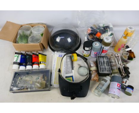 Humbrol - Revell - Vallejo - Others - A quantity of model making paints, parts, tools, and accessories. Lot includes adhesive