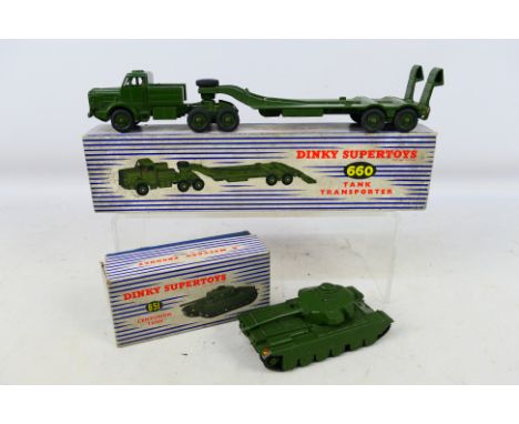 Dinky - A boxed Thorneycroft Mighty Antar Tank Transporter # 660 with Centurion Tank # 651. Consigned to us from their origin