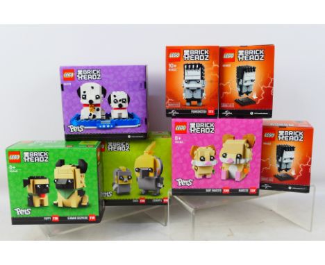 Lego - A mixed group of seven boxed factory sealed Lego 'Brick Headz' sets. Sets include Lego 'Monsters' #40422 Frankenstein 
