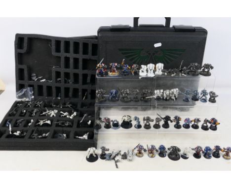 Warhammer - Games Workshop - A black Games Workshop carry case containing approximately 77 mainly built, plastic and predomin