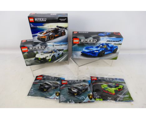 Lego - Six boxed / bagged factory sealed Lego 'Speed Champions' sets. Lot consists of #76902 McLaren Elva with #76900 Koenigs