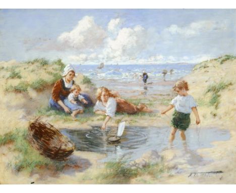 DUTCH SCHOOL, LATE 19TH/EARLY 20TH C THE TOY BOAT indistinctly signed, pastel, 47.5 x 64cm ++Some light, small spots of foxin