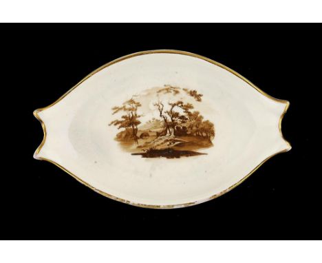 A PINXTON TEAPOT, COVER AND STAND, 1796-1813 painted with landscapes including, on the teapot, a view of Hardwick Hall, 16cm 