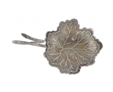 A VICTORIAN SILVER NATURALISTIC CADDY SPOON IN THE SHAPE OF A LEAF 6cm l, by Taylor & Perry, Birmingham, possibly 1838 ++In f